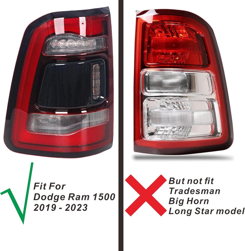 NARPES -Tail Light Lamp Guard Cover Protector for Dodge RAM 1500 2019-2023 Accessories Taillight Shell Frame Shield ABS Material Black RAM 1500 Limited Laramie Rebel Long Horn - Image 2